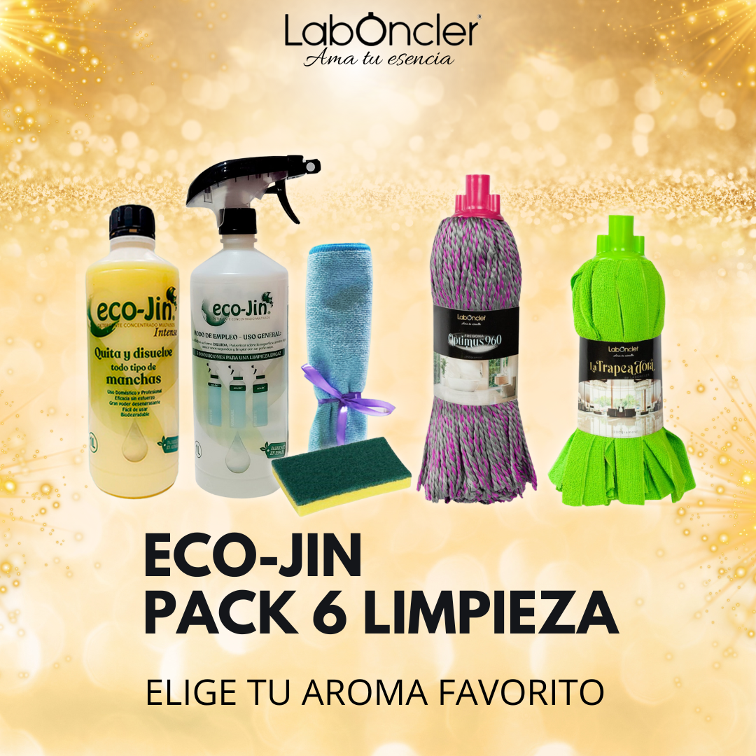 PACK 6 Limpieza ECOJIN+DIFUSOR+FREGONAS OPTIMUS Y TRAPEADORA+BAYETA  MICROFIBRA+EST.ESPONJA